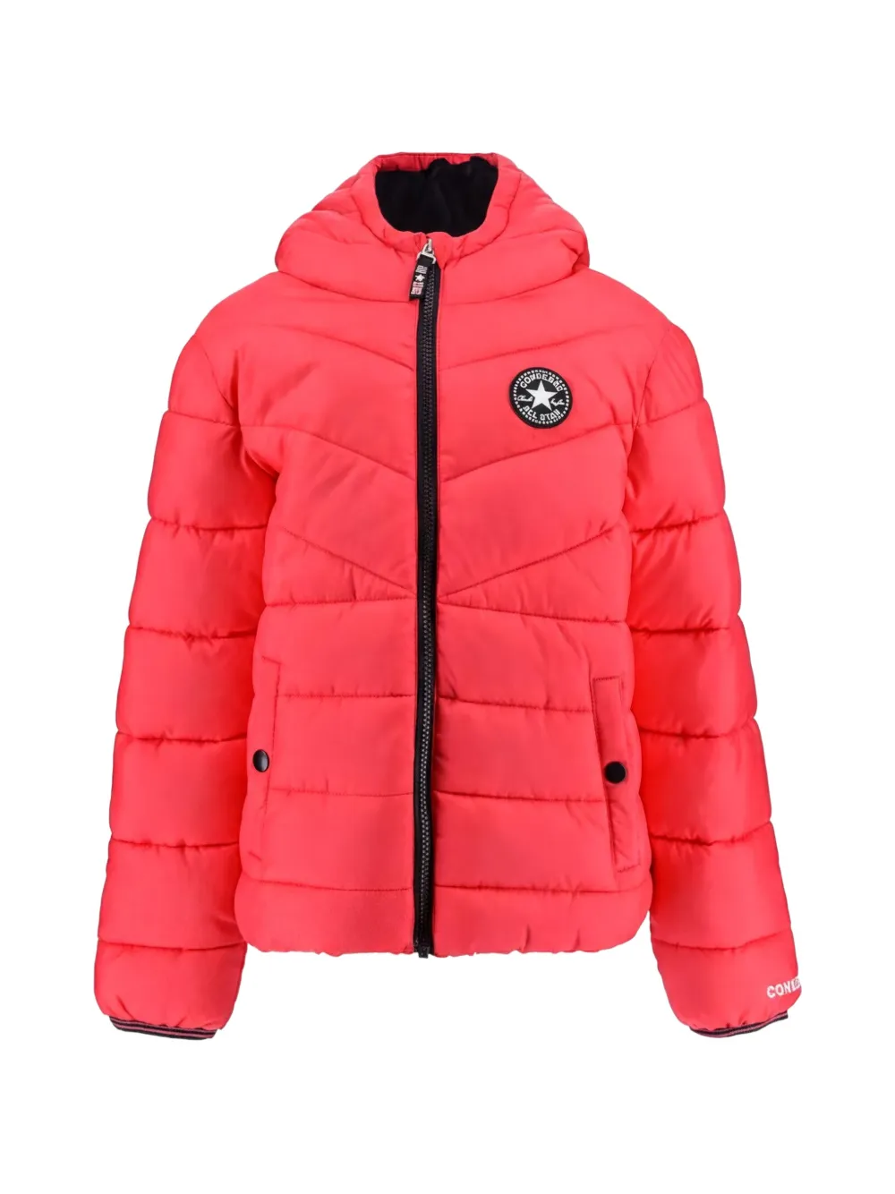 Converse Kids Solid hooded logo puffer jacket - Rosa