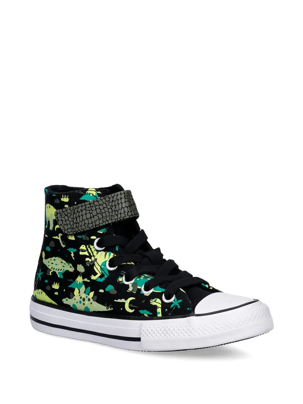 Converse Kids dinosaur-print high-top sneakers Zwart
