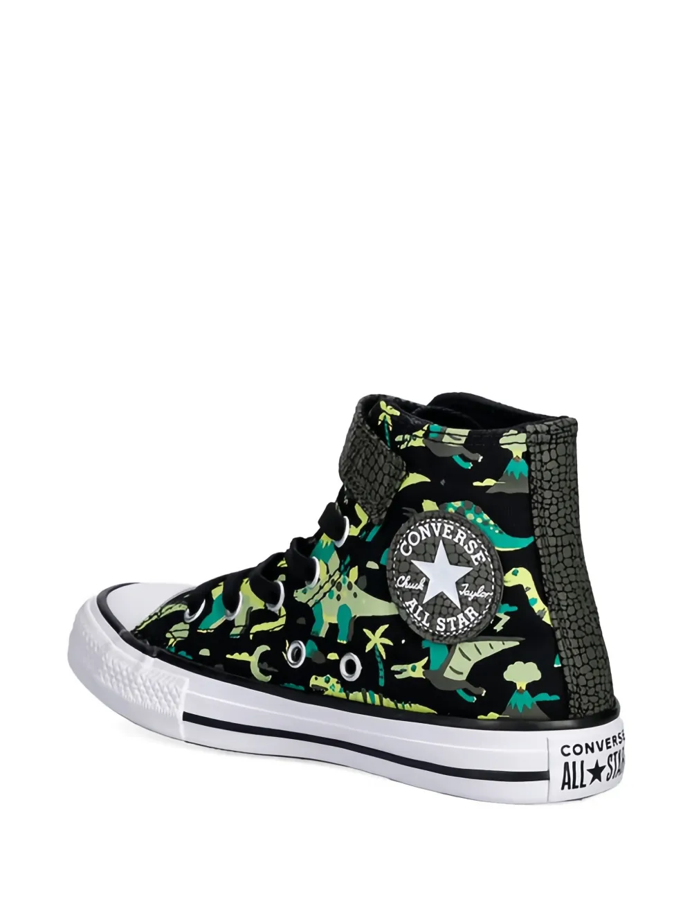 Converse Kids dinosaur-print high-top sneakers Zwart