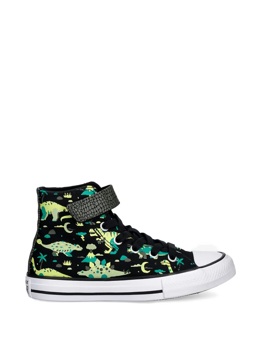 Converse Kids dinosaur-print high-top sneakers Zwart