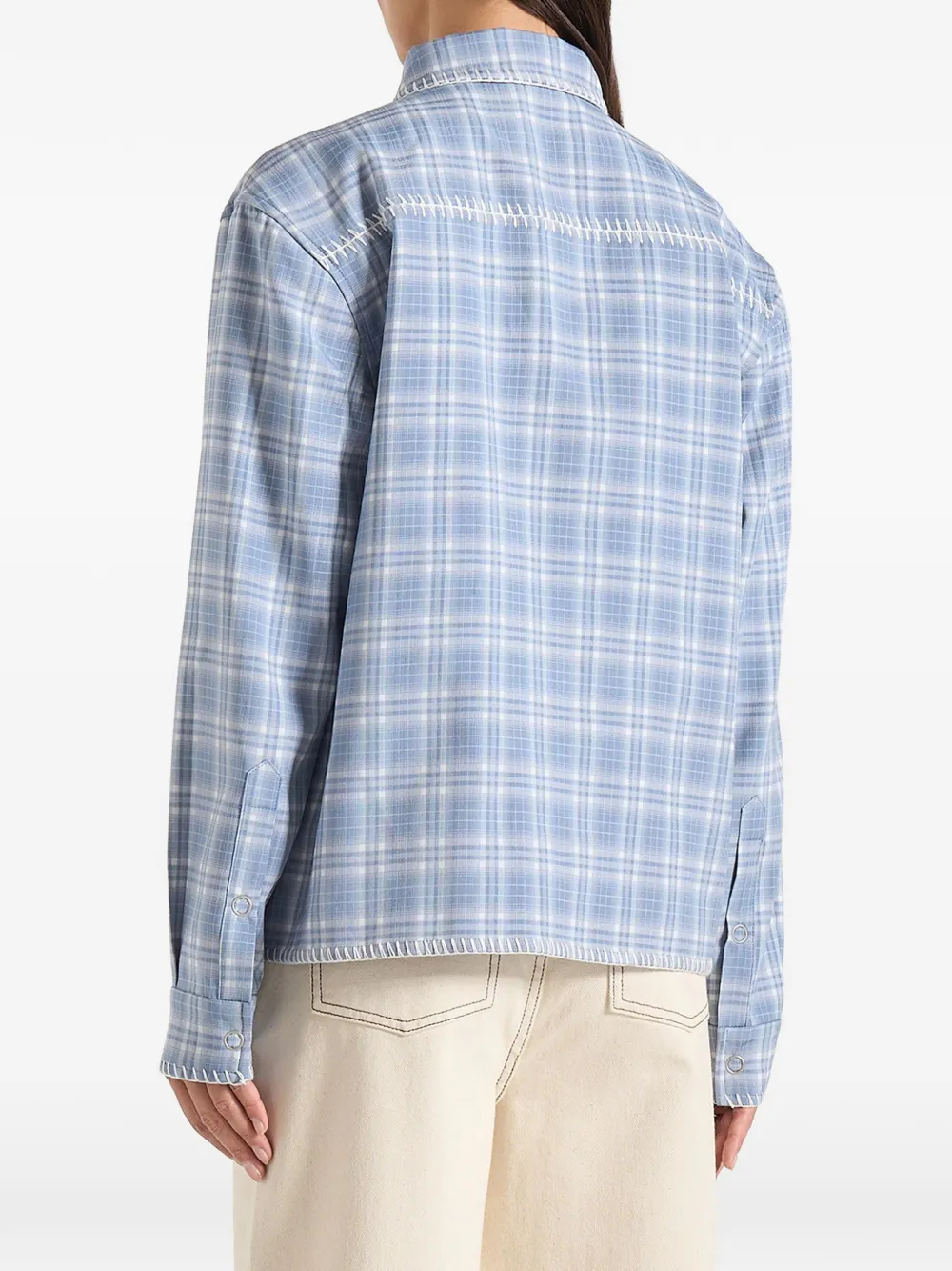 Manière De Voir Whipstitch Check Shirt | Blue | FARFETCH ZA