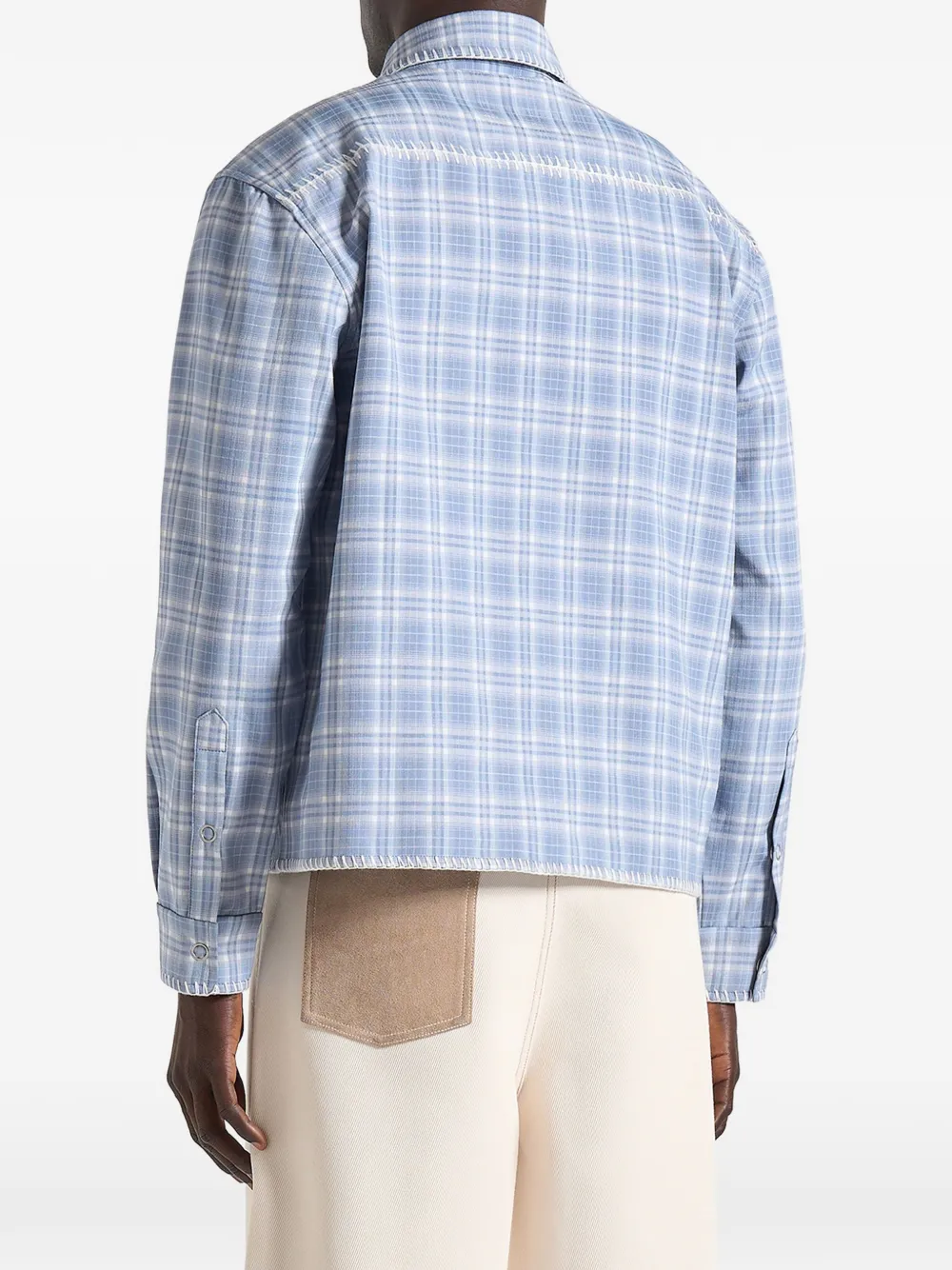 Manière De Voir Blake geruit shirt met stiksels Blauw
