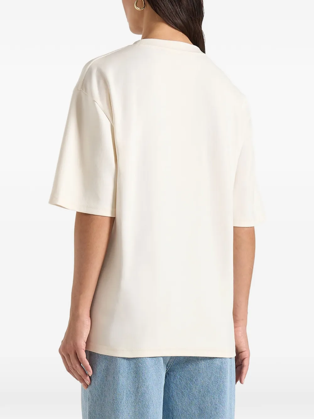 Manière De Voir TS008 katoenen T-shirt met bloemen Eiffel Beige