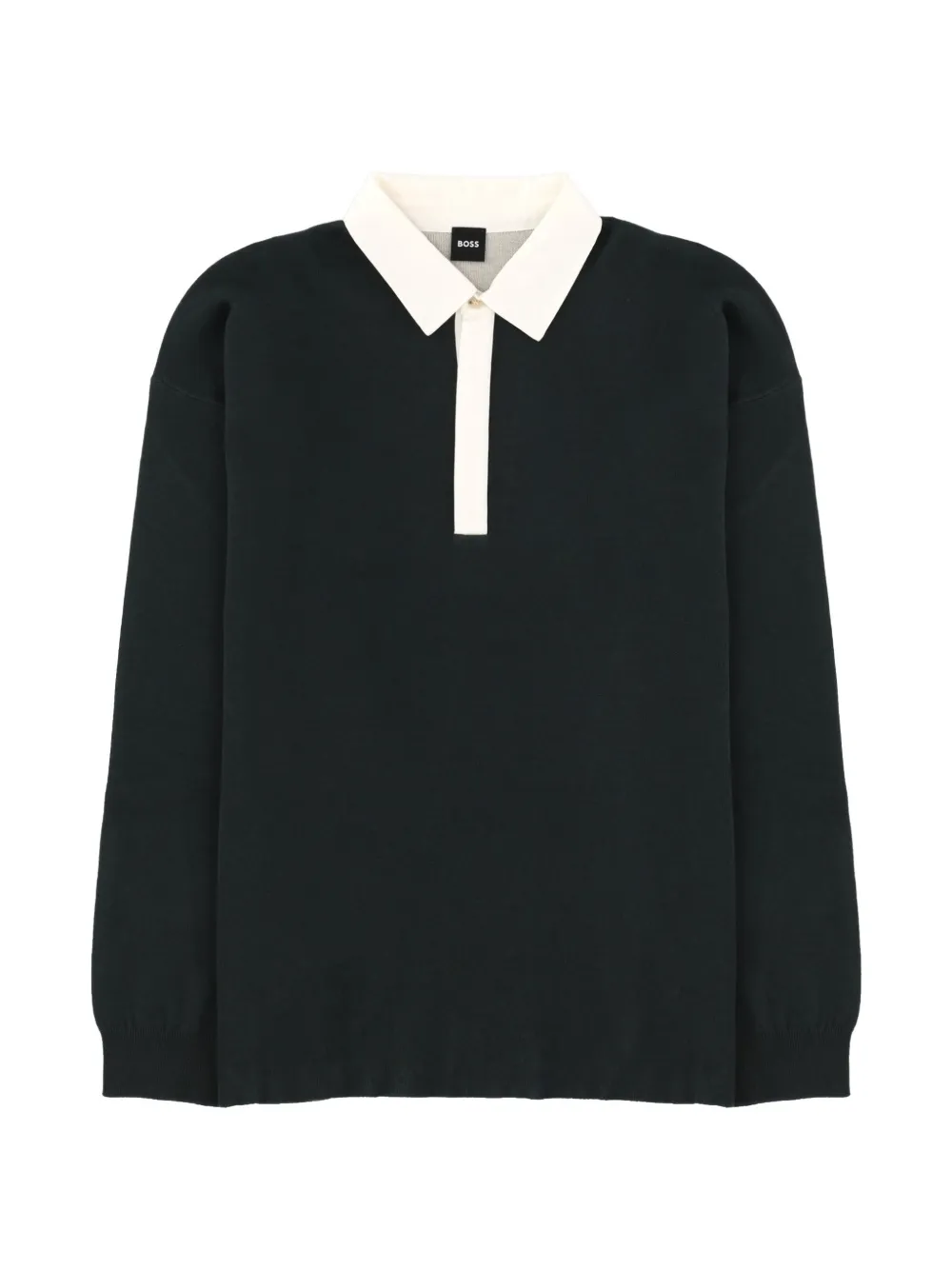 BOSS H-Cenito contrast-collar long-sleeved polo shirt - Nero