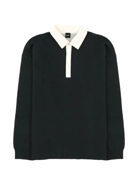 BOSS H-Cenito contrast-collar long-sleeved polo shirt