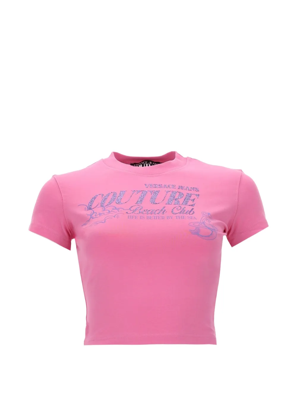 Versace Jeans Couture logo-detail cropped T-shirt - Rosa