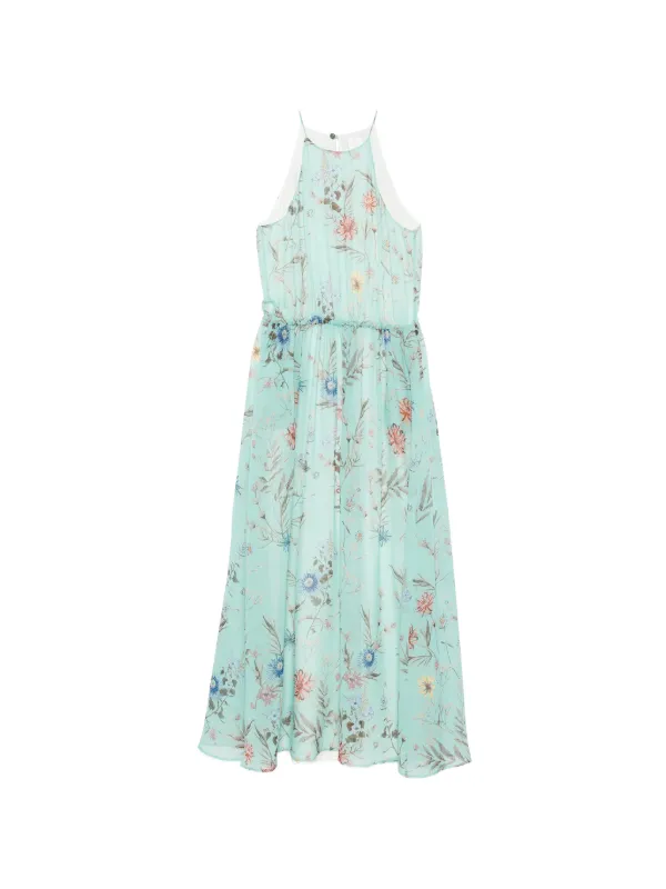 Eleventy Botanical Motif Dress in Blue
