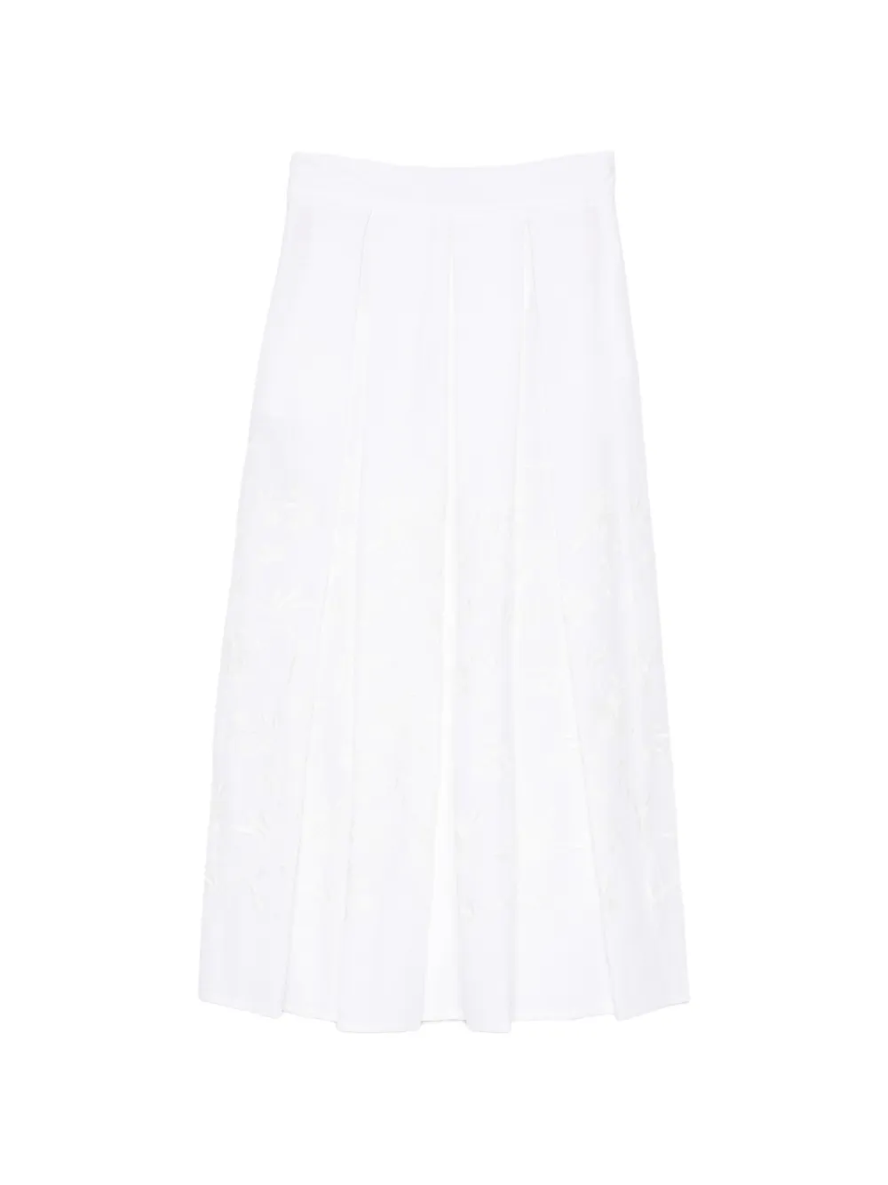 Eleventy Midi-rok met geborduurde bloemen Wit