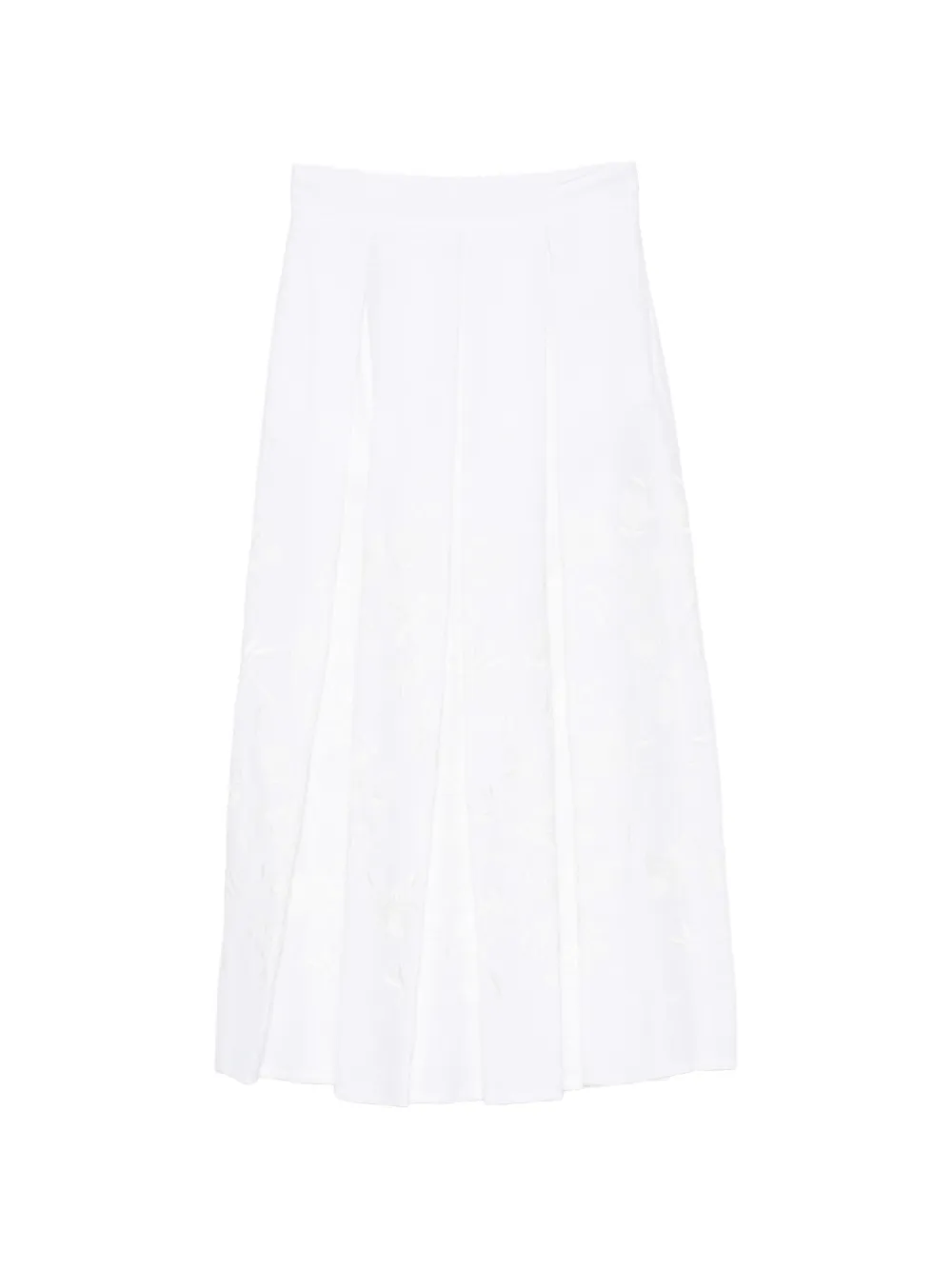 Eleventy floral-embroidery midi skirt - Bianco