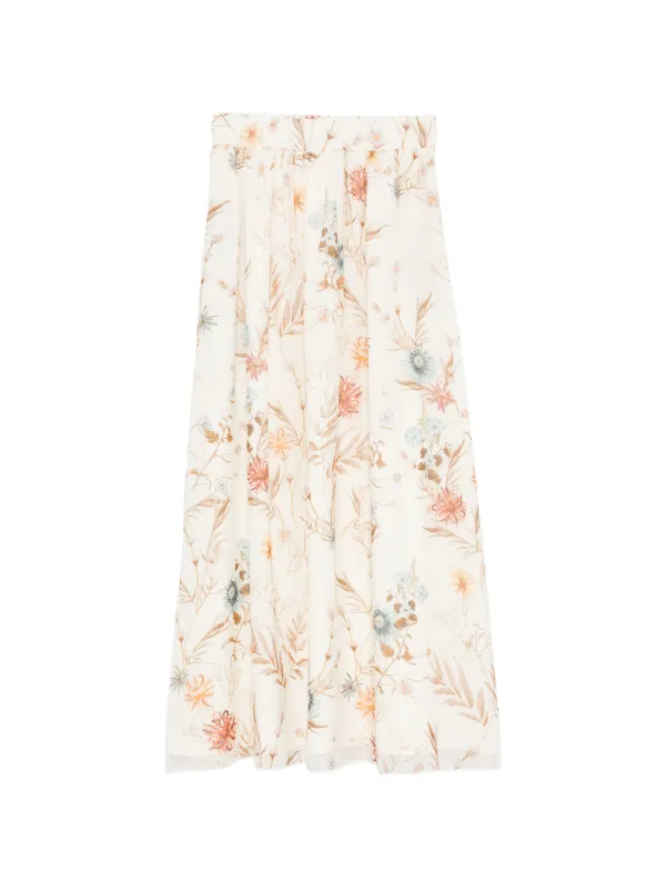 Eleventy Floral Maxi Skirt in Neutrals