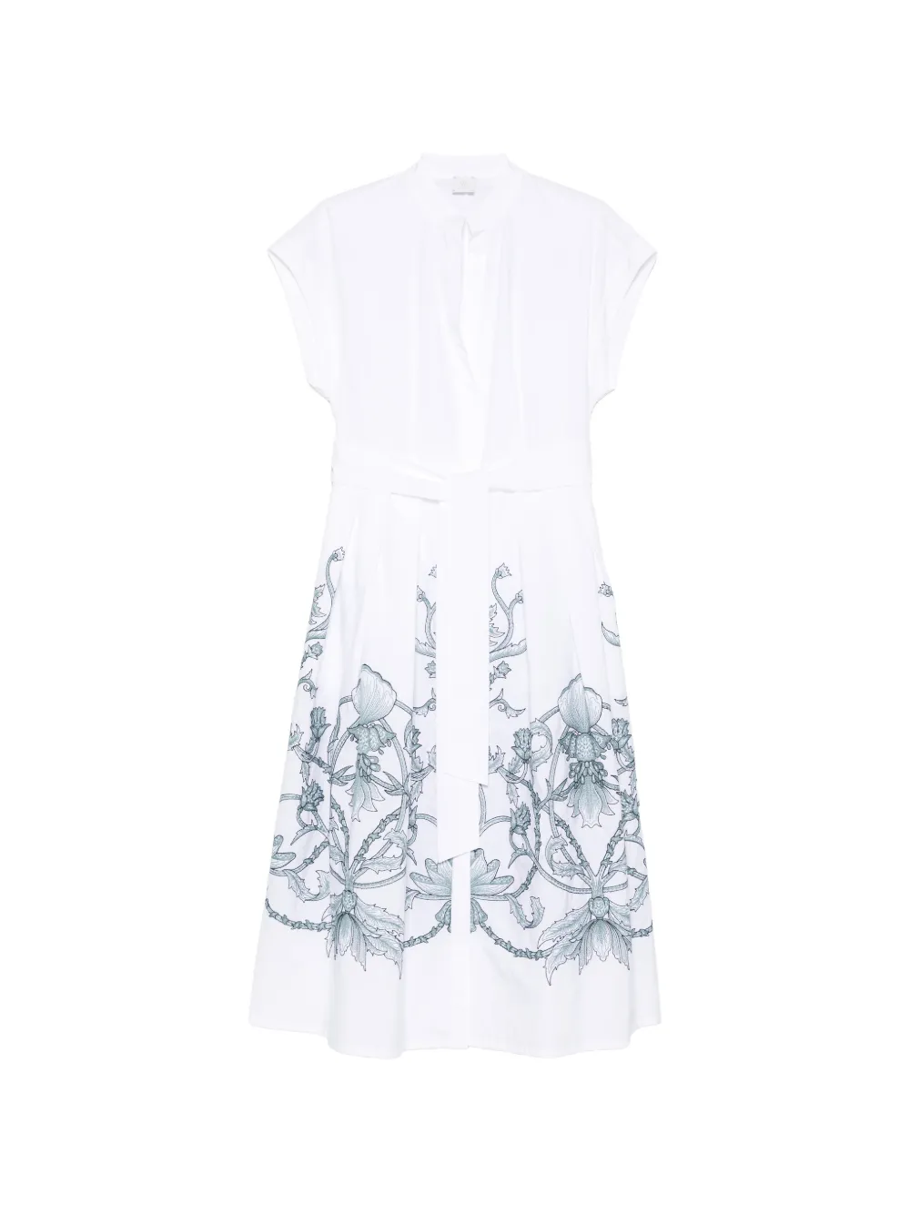 Eleventy floral belted midi dress - Bianco