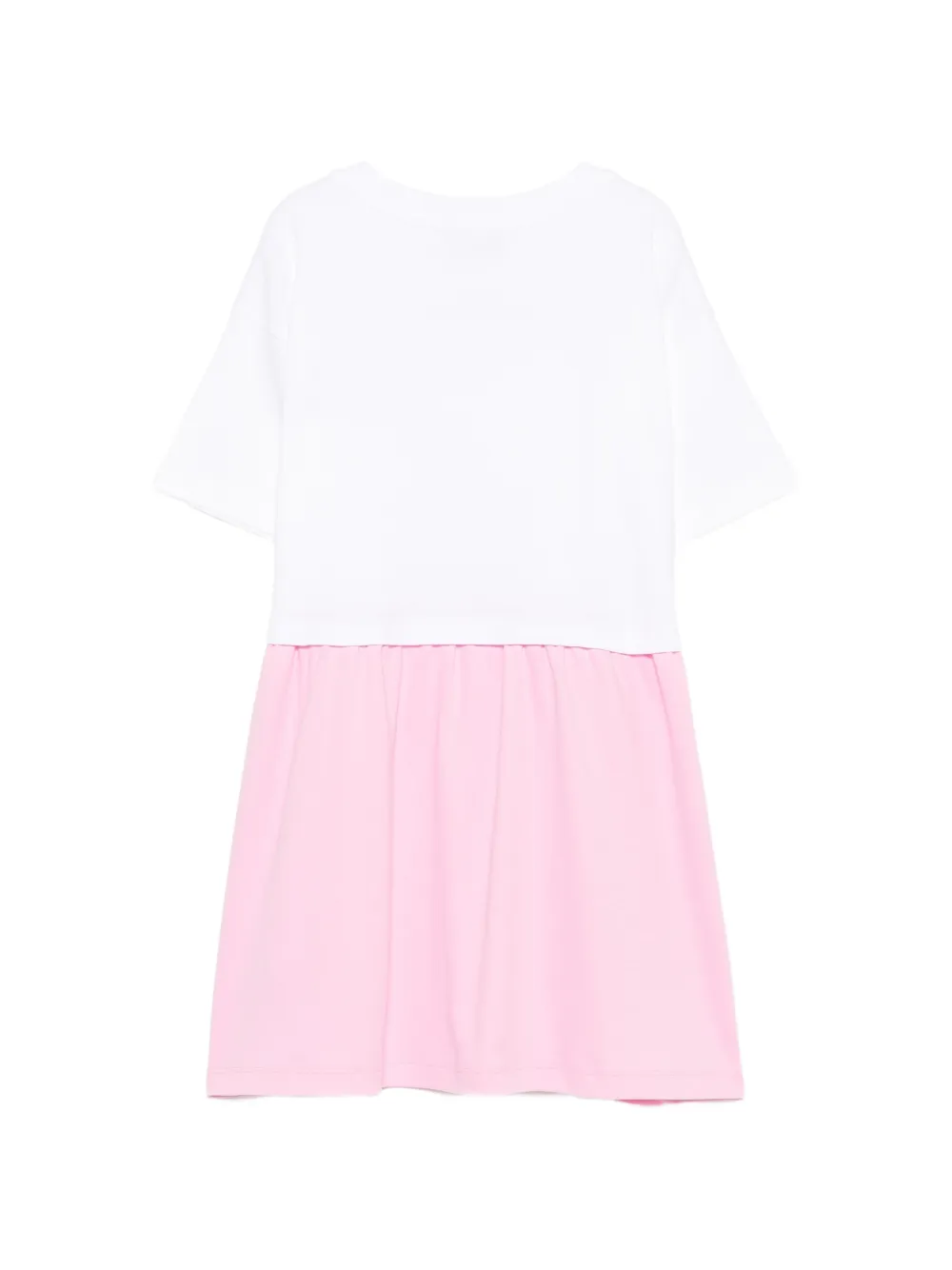 Moschino Kids Gesmockte jurk met teddybeer patch Wit