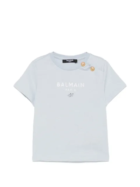 Balmain Kids logo-print buttoned T-shirt