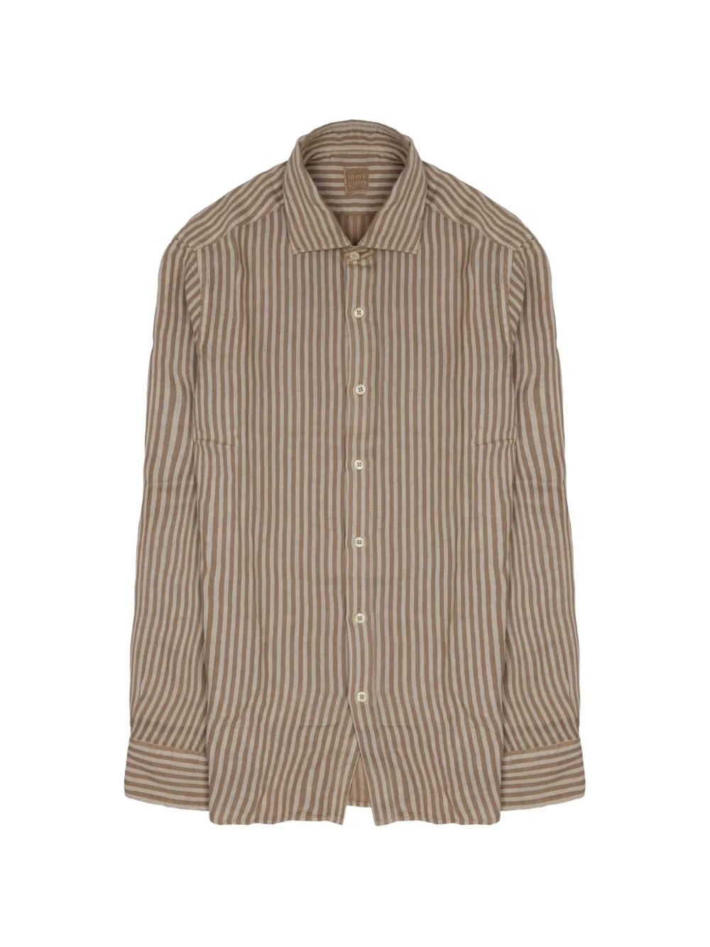 120% Lino vertical-stripe linen shirt - Marrone