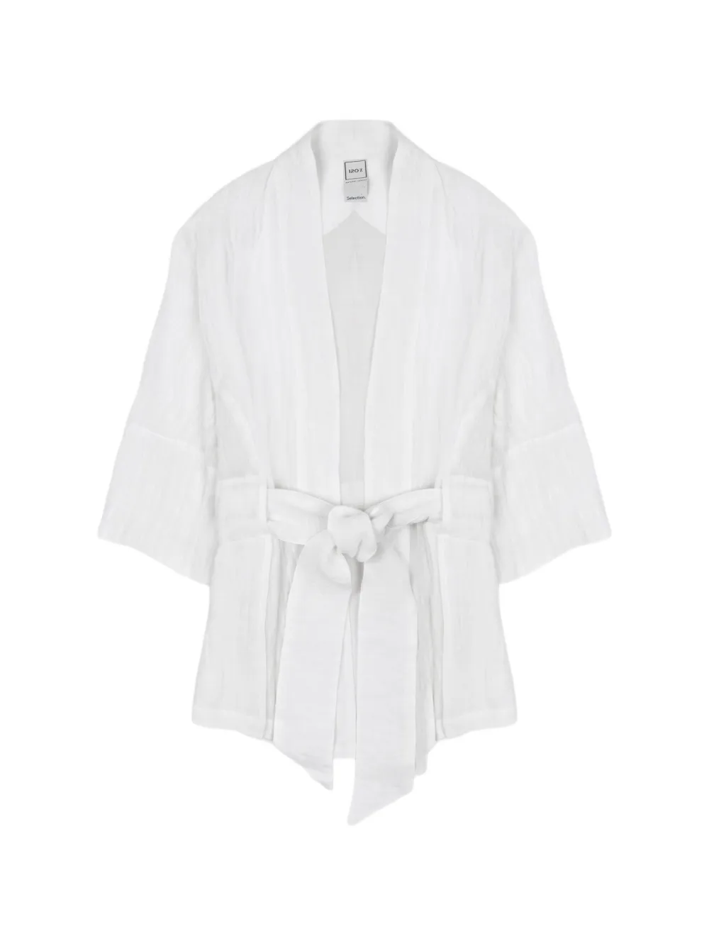 120% Lino belted linen kimono jacket - Bianco
