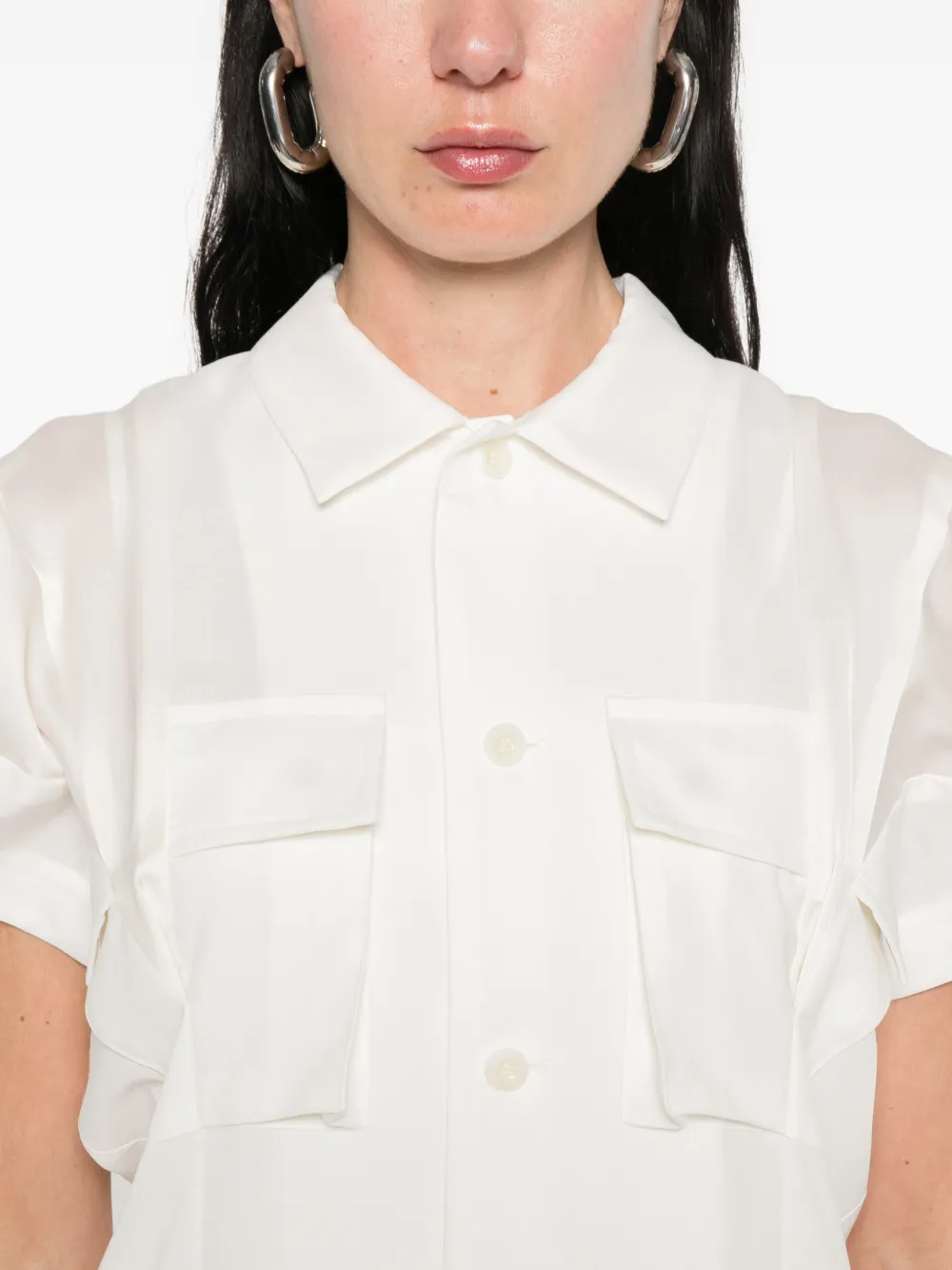 sacai Mini-blousejurk met vlakken Beige