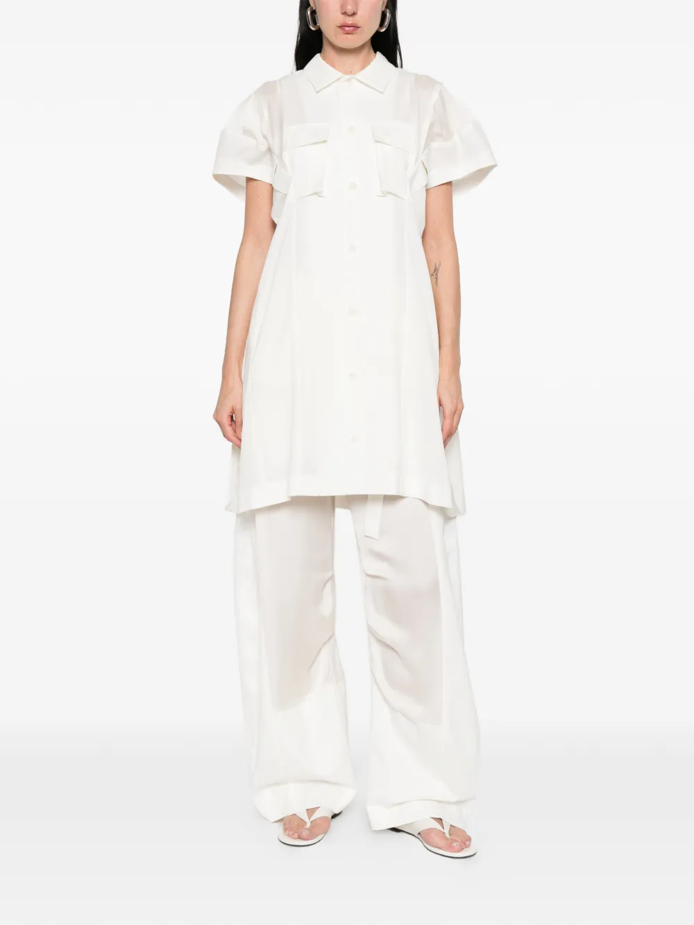 sacai Mini-blousejurk met vlakken Beige
