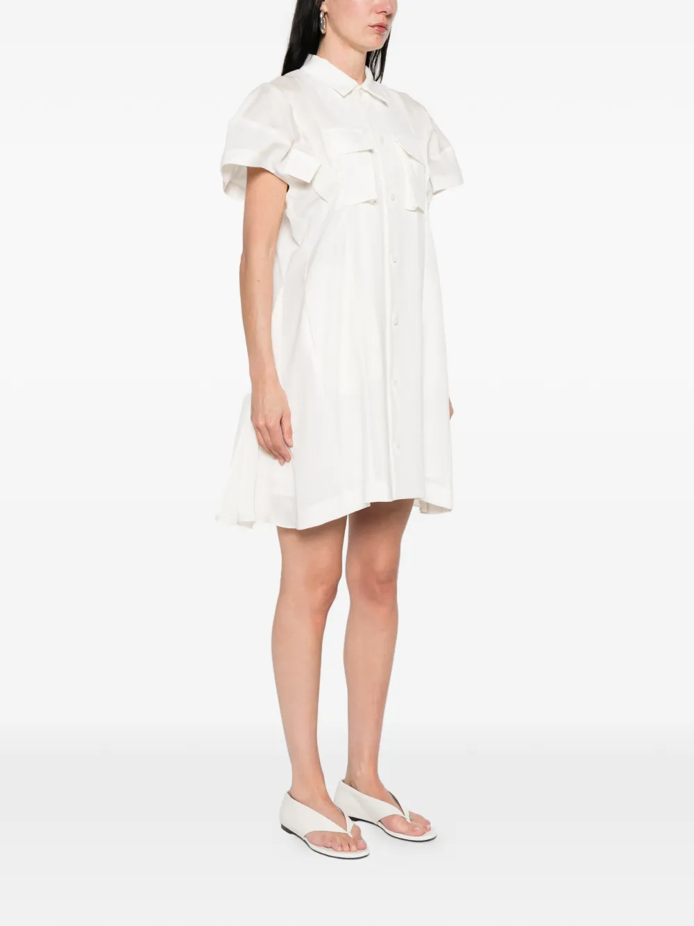 sacai Mini-blousejurk met vlakken Beige