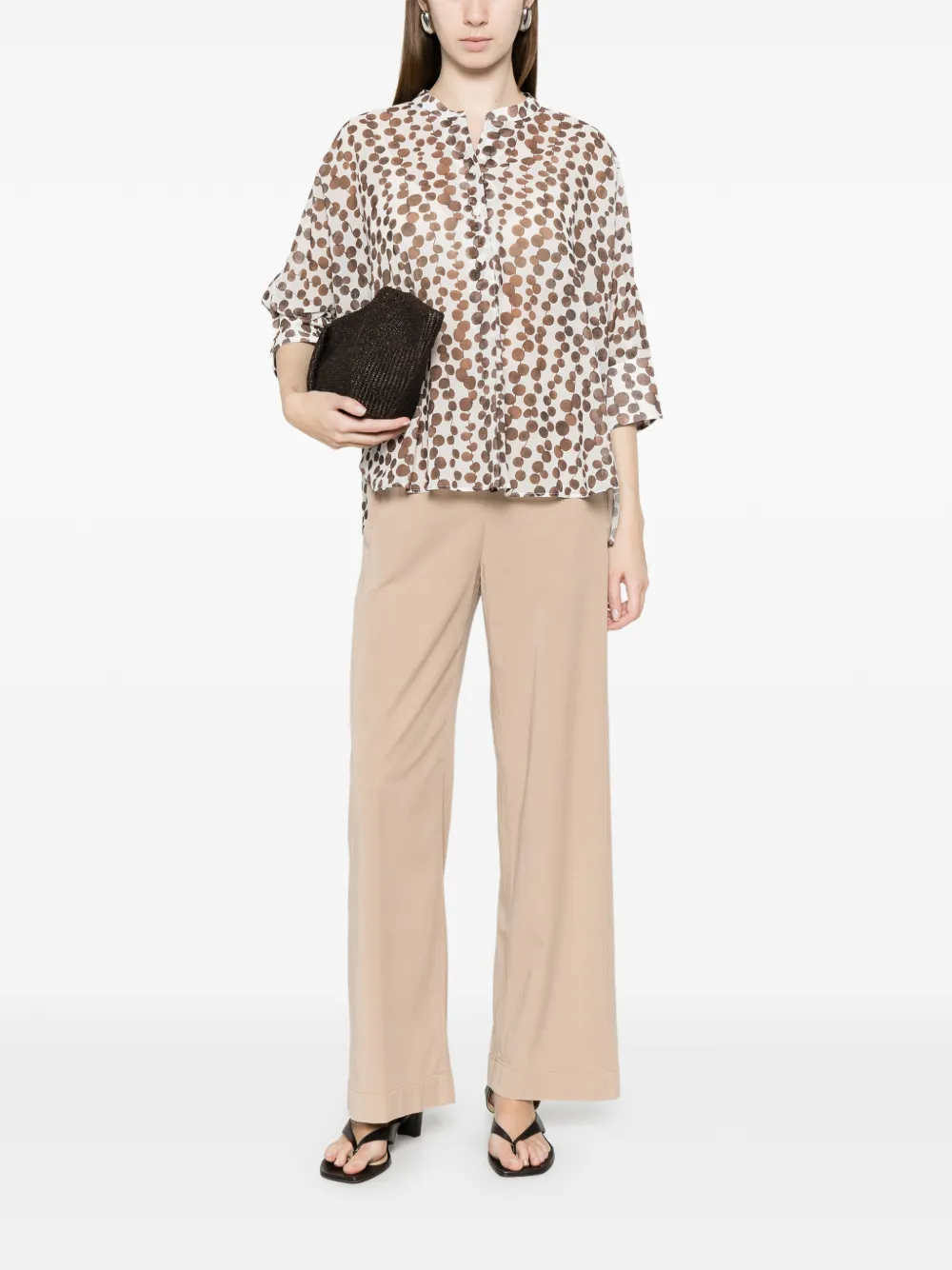 Via Masini 80 Zijden broek Beige