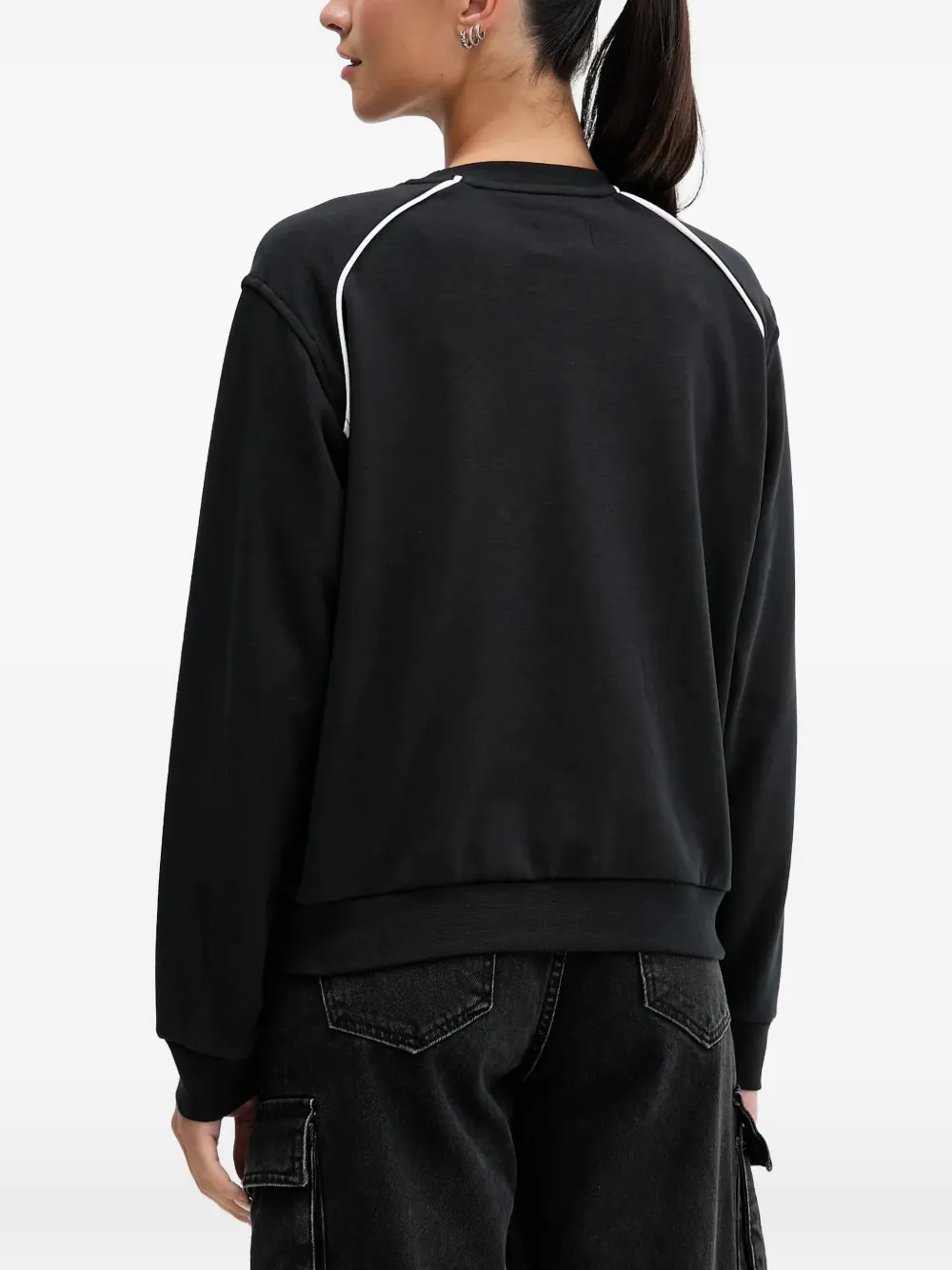 Converse logo-embroidered piping-detail sweatshirt Zwart