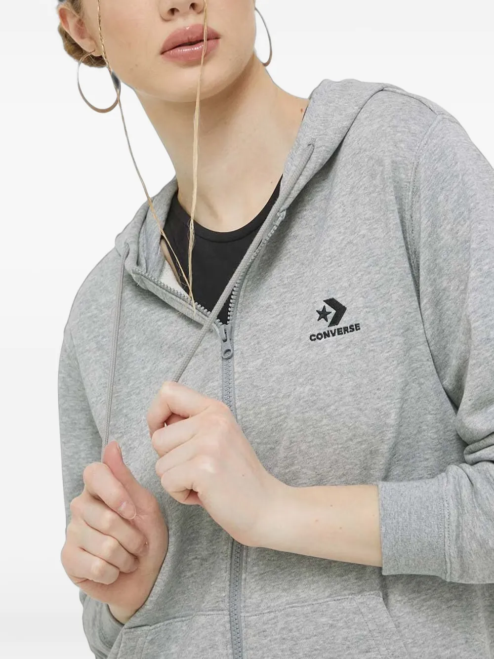 Converse Sweater met rits en capuchon Grijs
