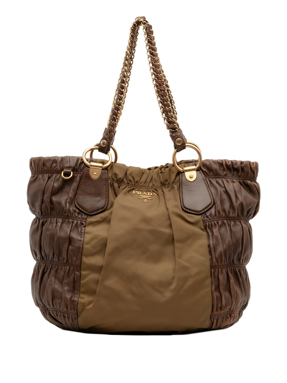 Prada Pre-Owned 2010-2026 Tessuto and Nappa Gaufre tote bag - Marrone