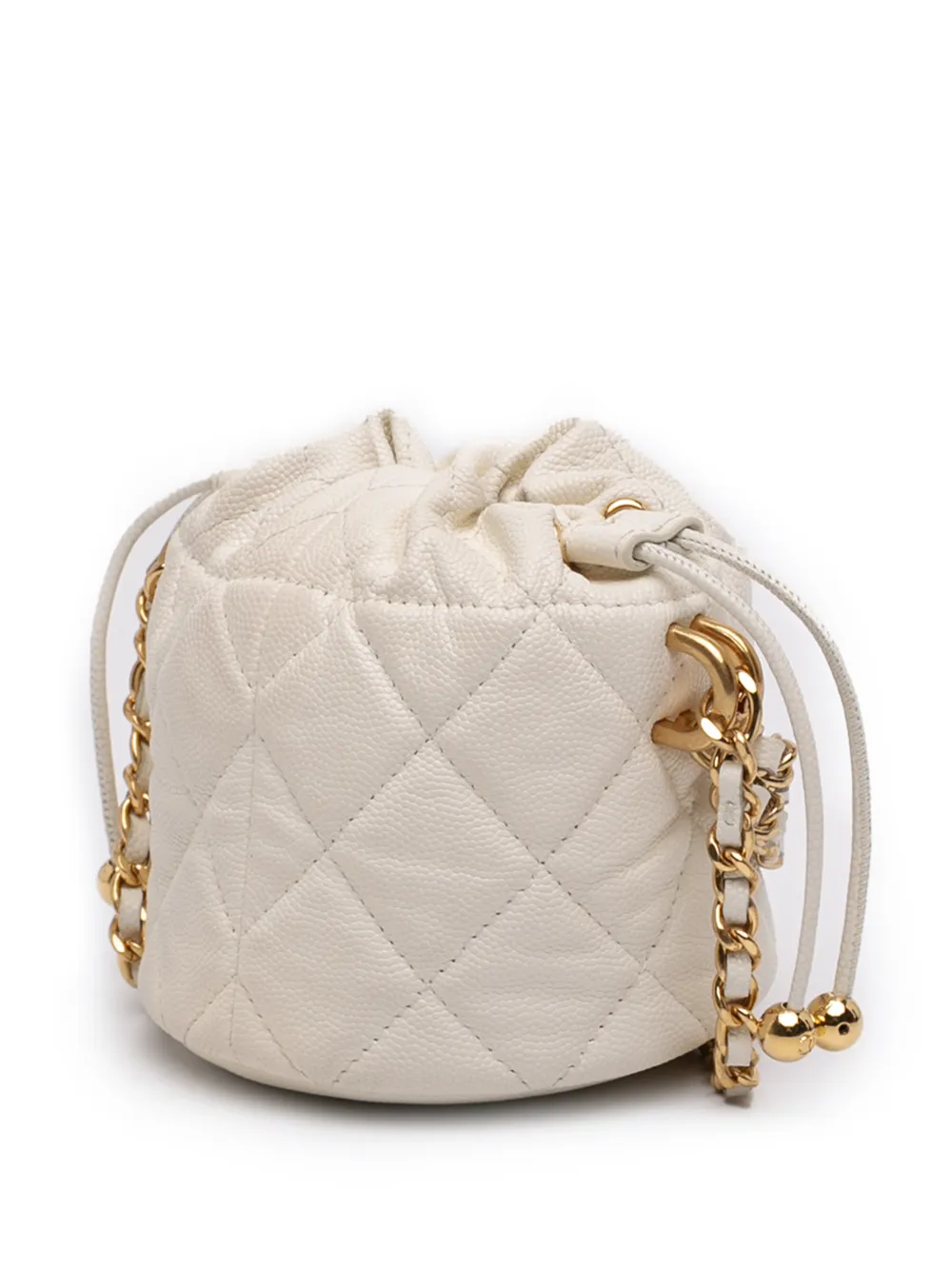 2021-2026 Mini Quilted Caviar Twist Your Buttons Drawstring Bucket Bag