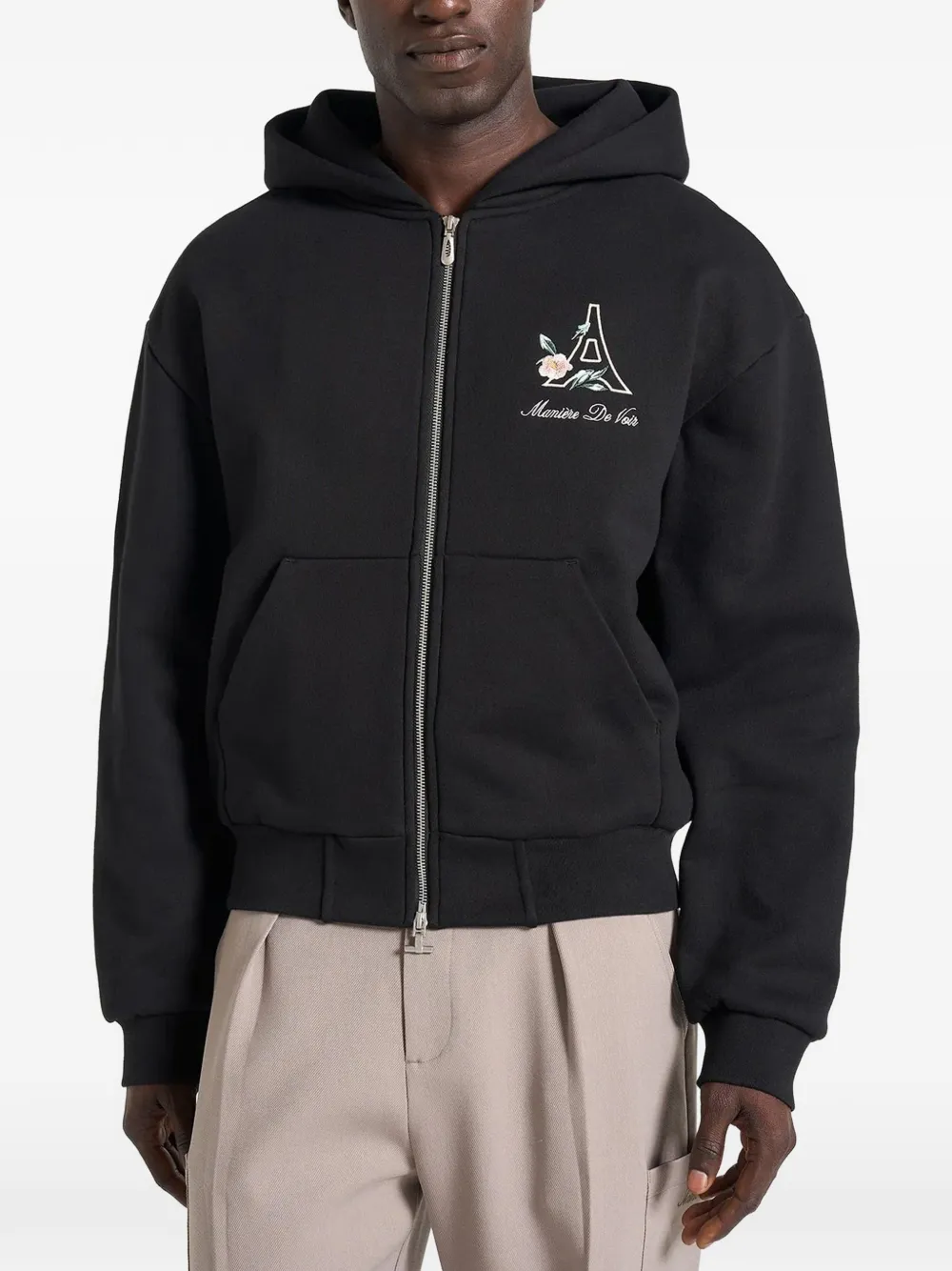 Manière De Voir JS009 Eiffel hoodie met rits Zwart