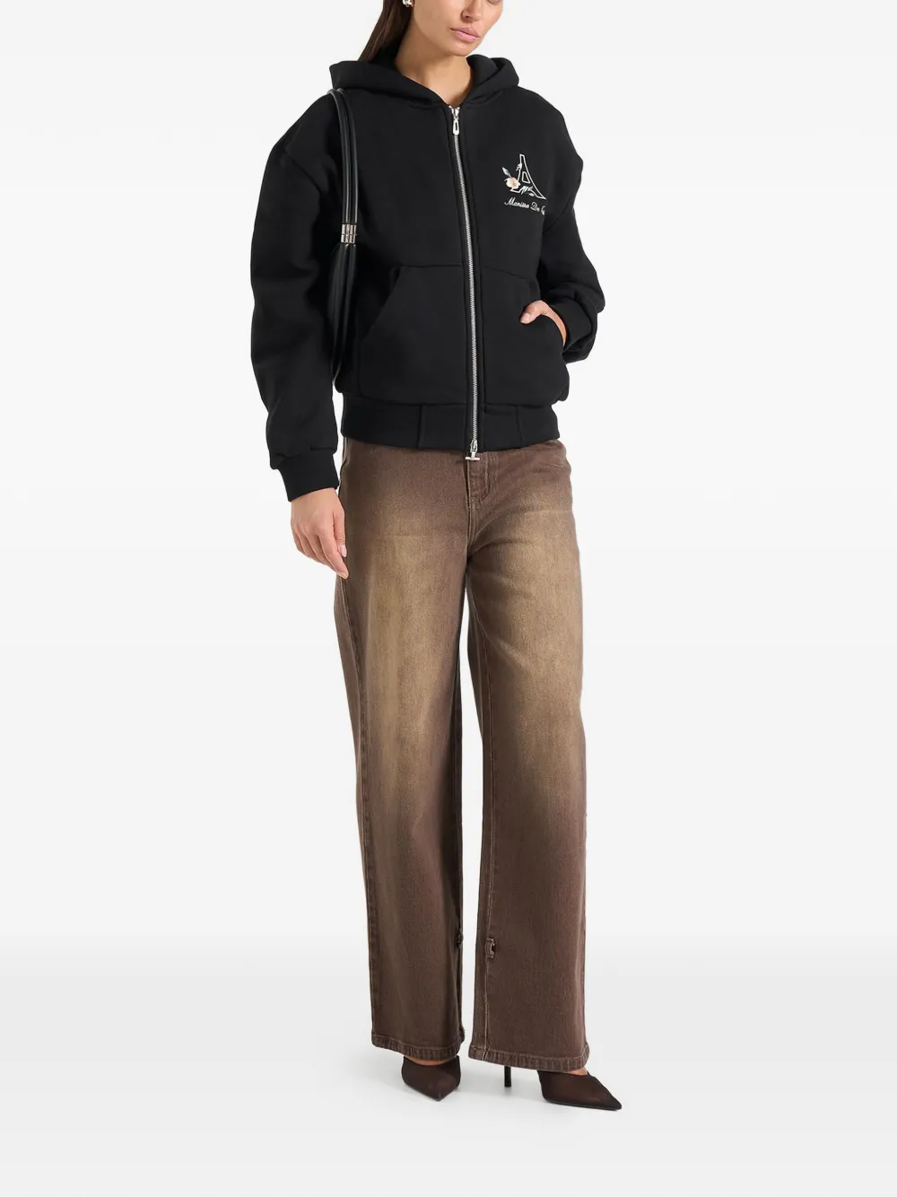 Manière De Voir JS009 Eiffel hoodie met rits Zwart