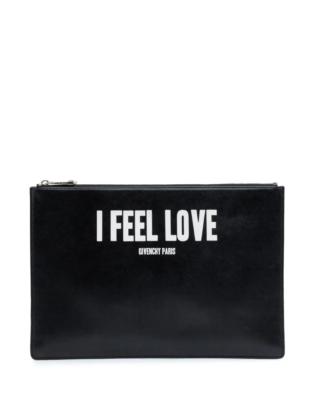 Pre-owned Givenchy 2015 Large Leather I Feel Love Clutch Bag In Black