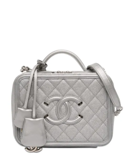 CHANEL Pre-Owned 2017-2018 Medium Caviar CC Filigree Vanity Case satchel