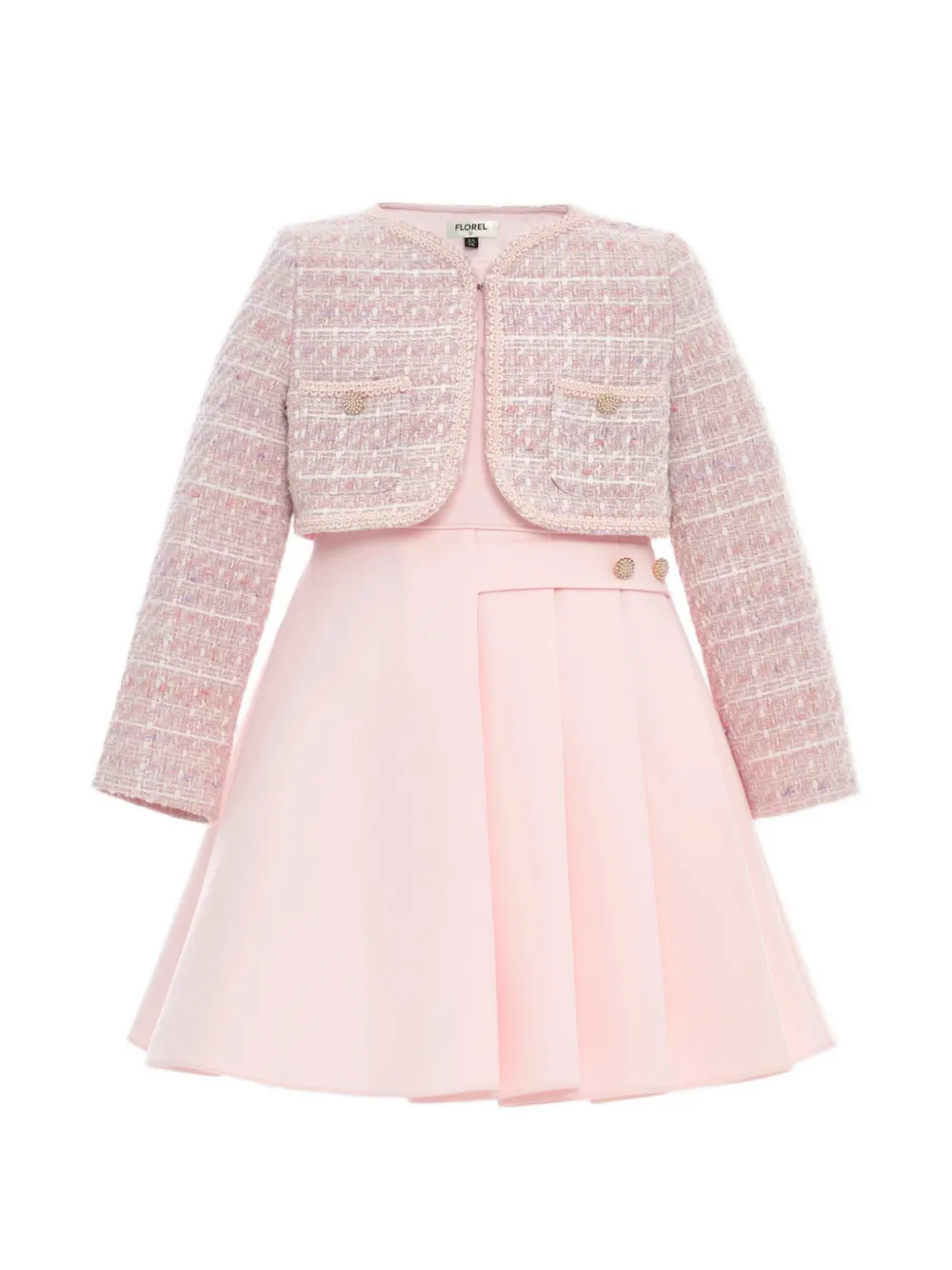 Dress & Fleur Florel tweed-embellished dress set - Pink