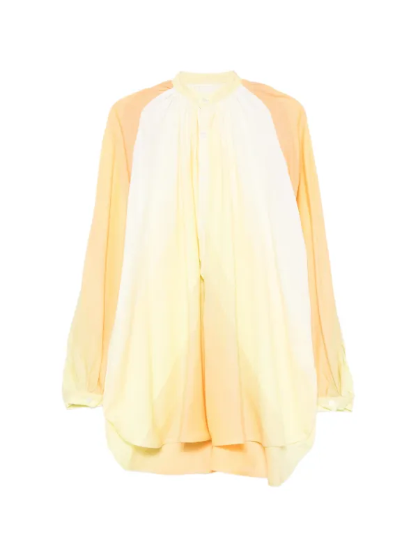 Marrakshi Life Long-sleeve Buttoned Mini Dress in Yellow
