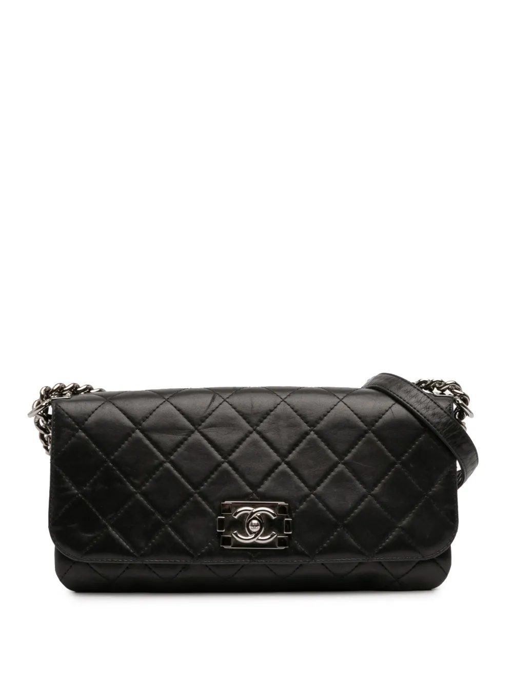 CHANEL Pre-Owned 2012 Quilted Lambskin Boy Accordion Flap crossbody bag - Nero