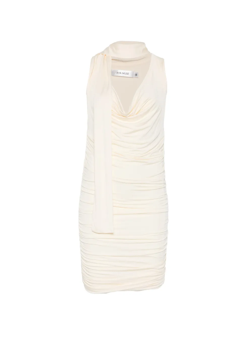 Aya Muse draped-meckline midi dress - Nude