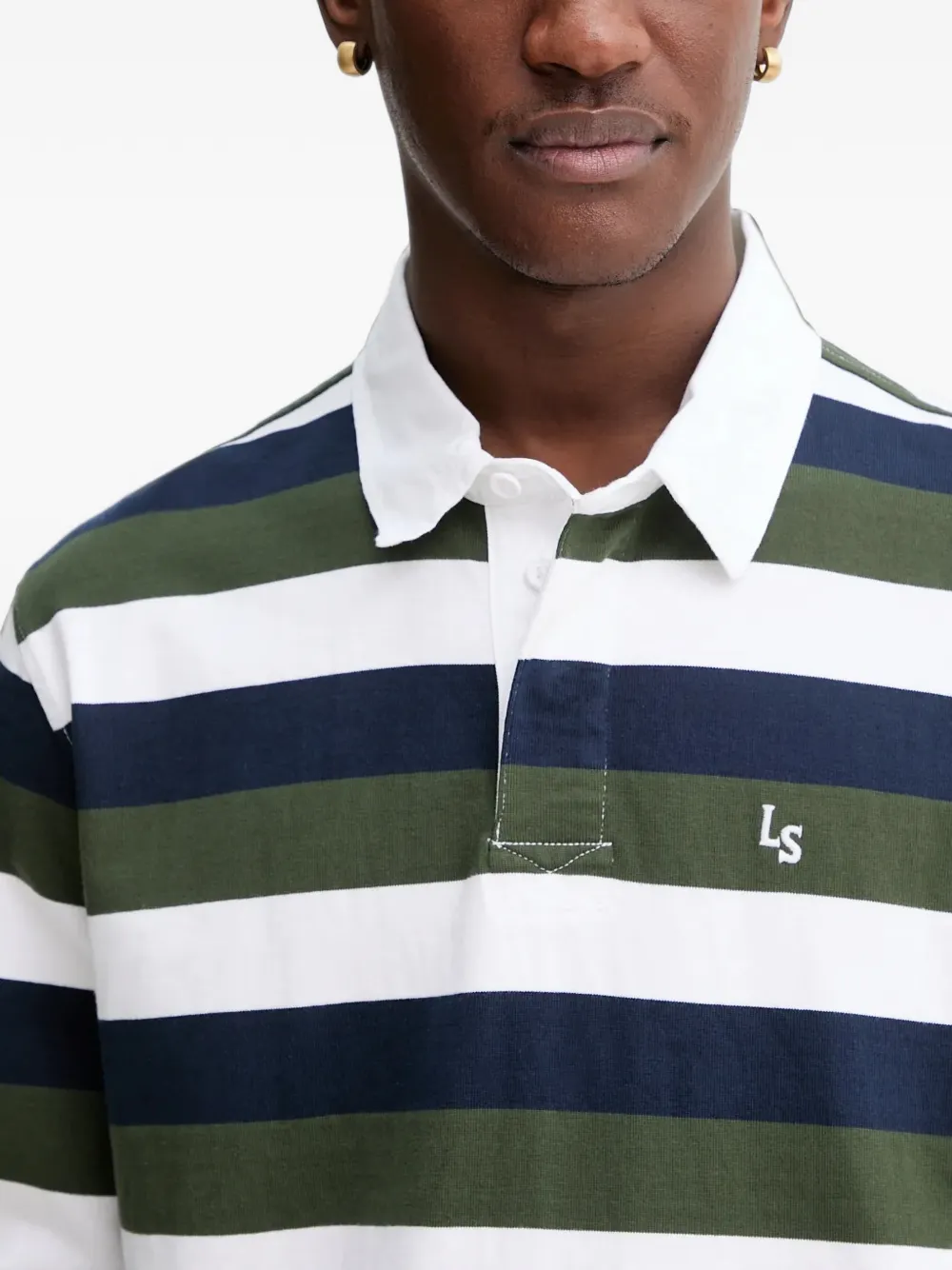 Levi's Union Rugby striped long-sleeve polo shirt Wit