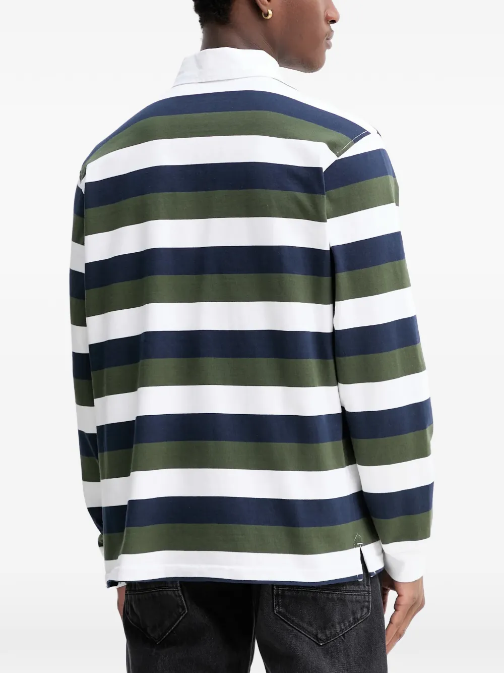 Levi's Union Rugby striped long-sleeve polo shirt Wit