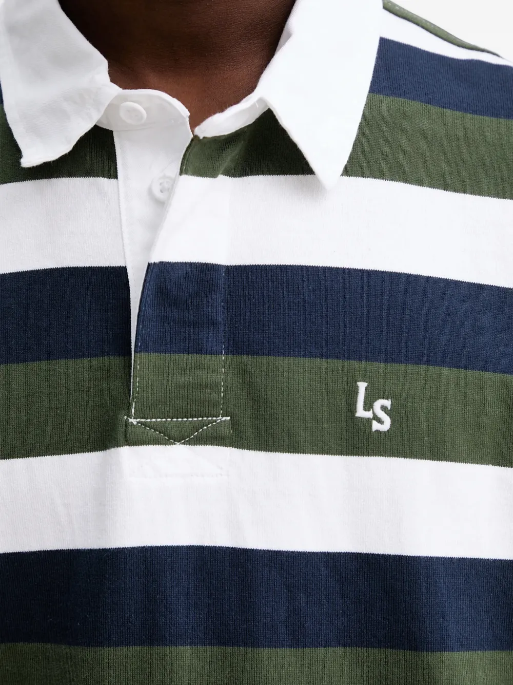 Levi's Union Rugby striped long-sleeve polo shirt Wit