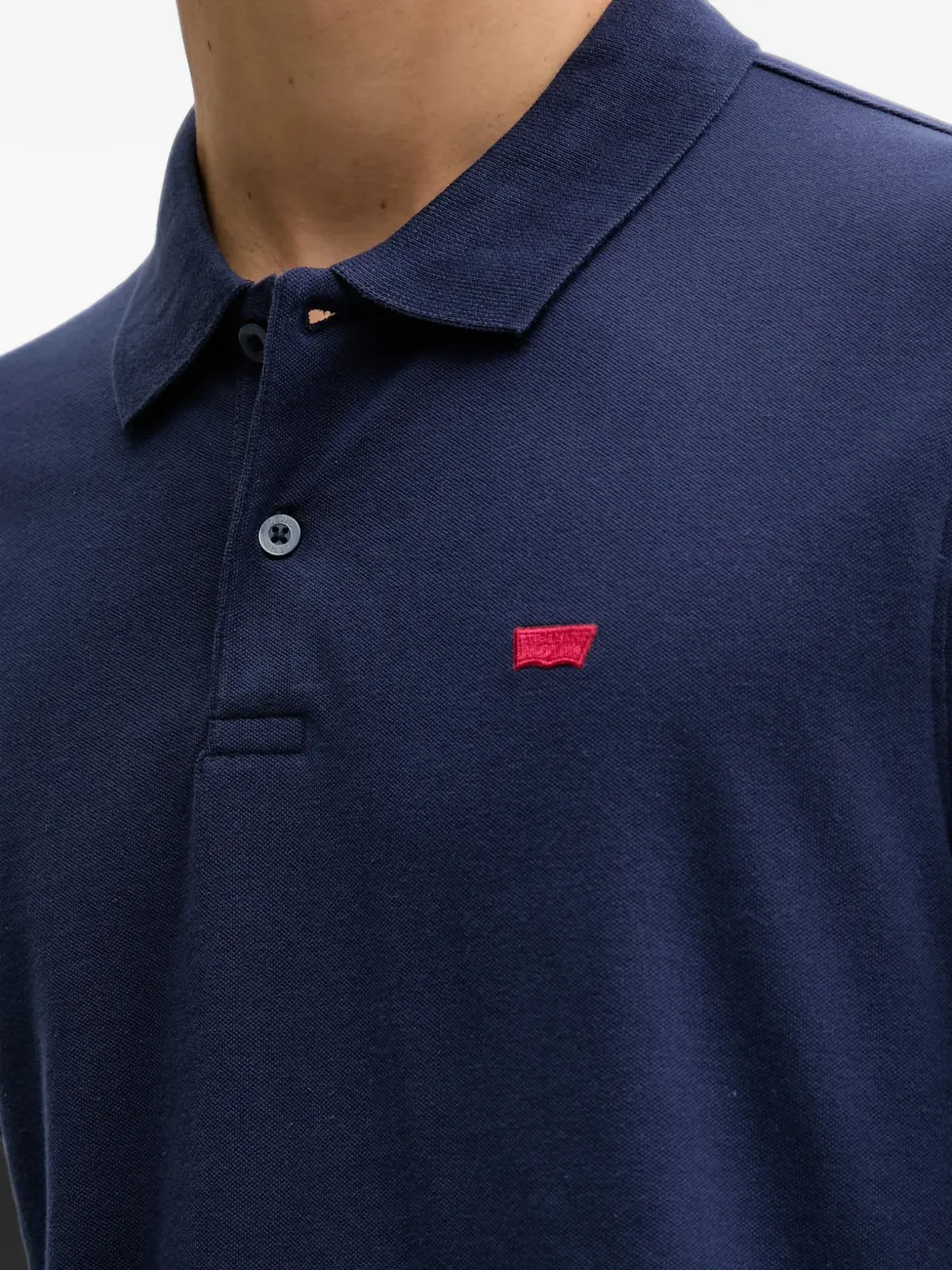 Levi's Housemark poloshirt met logo-patch en lange mouwen Blauw