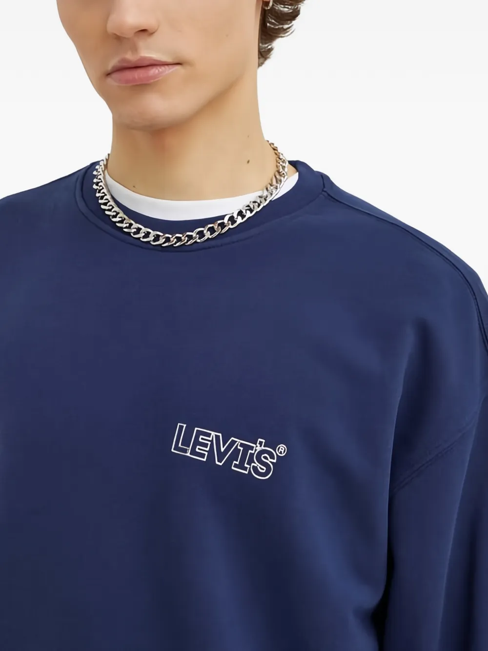 Levi's Sweater met logo en ronde hals Blauw