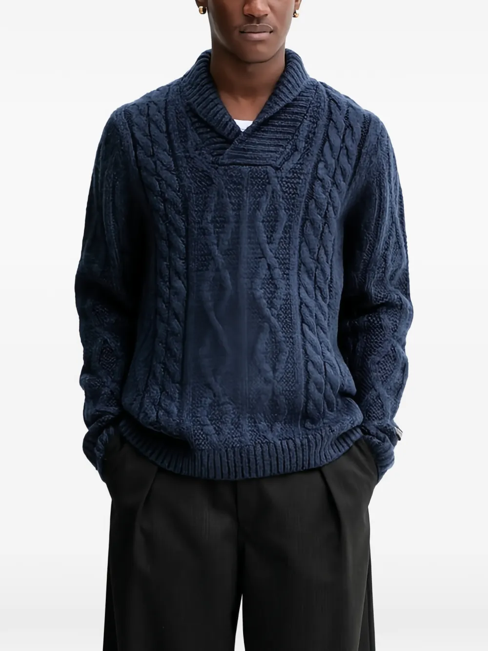 Levi's cable-knit shawl-collar sweater - Blau