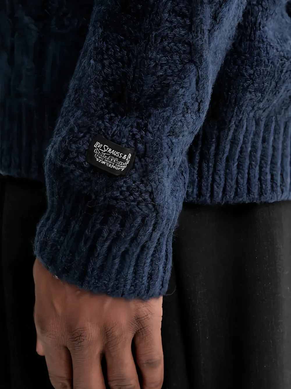 Levi's Kabelgebreide trui met sjaalkraag Blauw