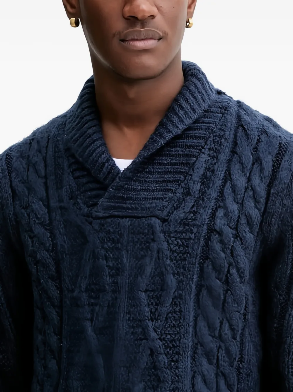 Levi's Kabelgebreide trui met sjaalkraag Blauw