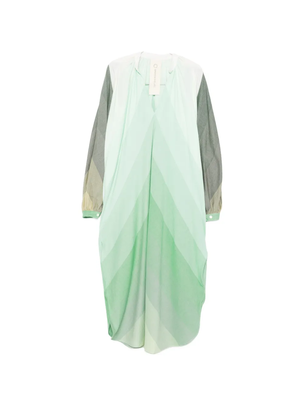 Marrakshi Life striped long-sleeve maxi dress - Verde