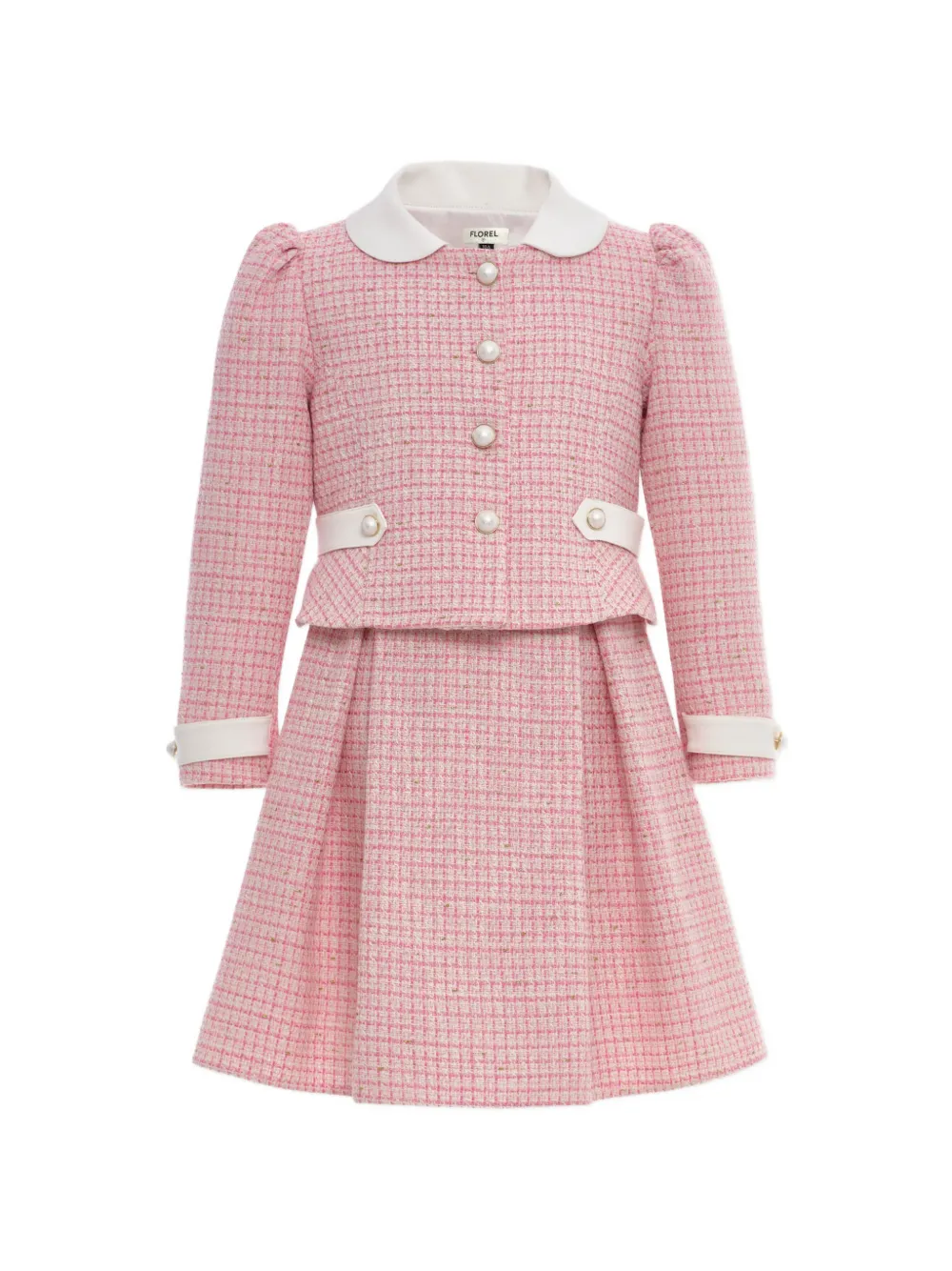 Dress & Fleur tweed-skirt sleeveless dress set - Pink