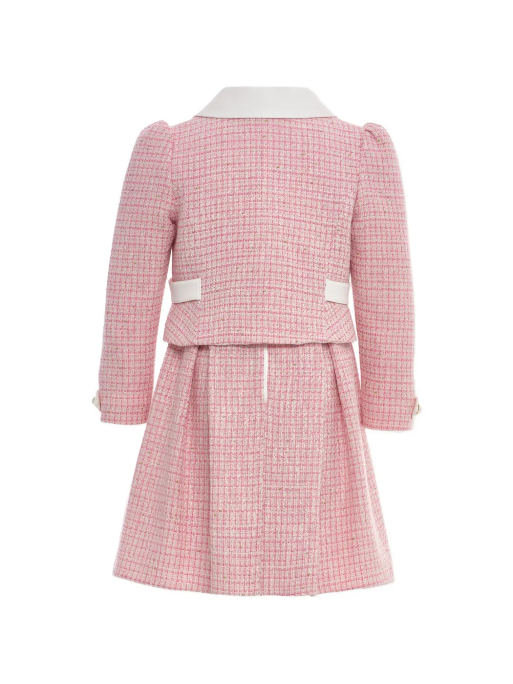 Dress & Fleur Mouwloze jurk set met tweed rok Roze