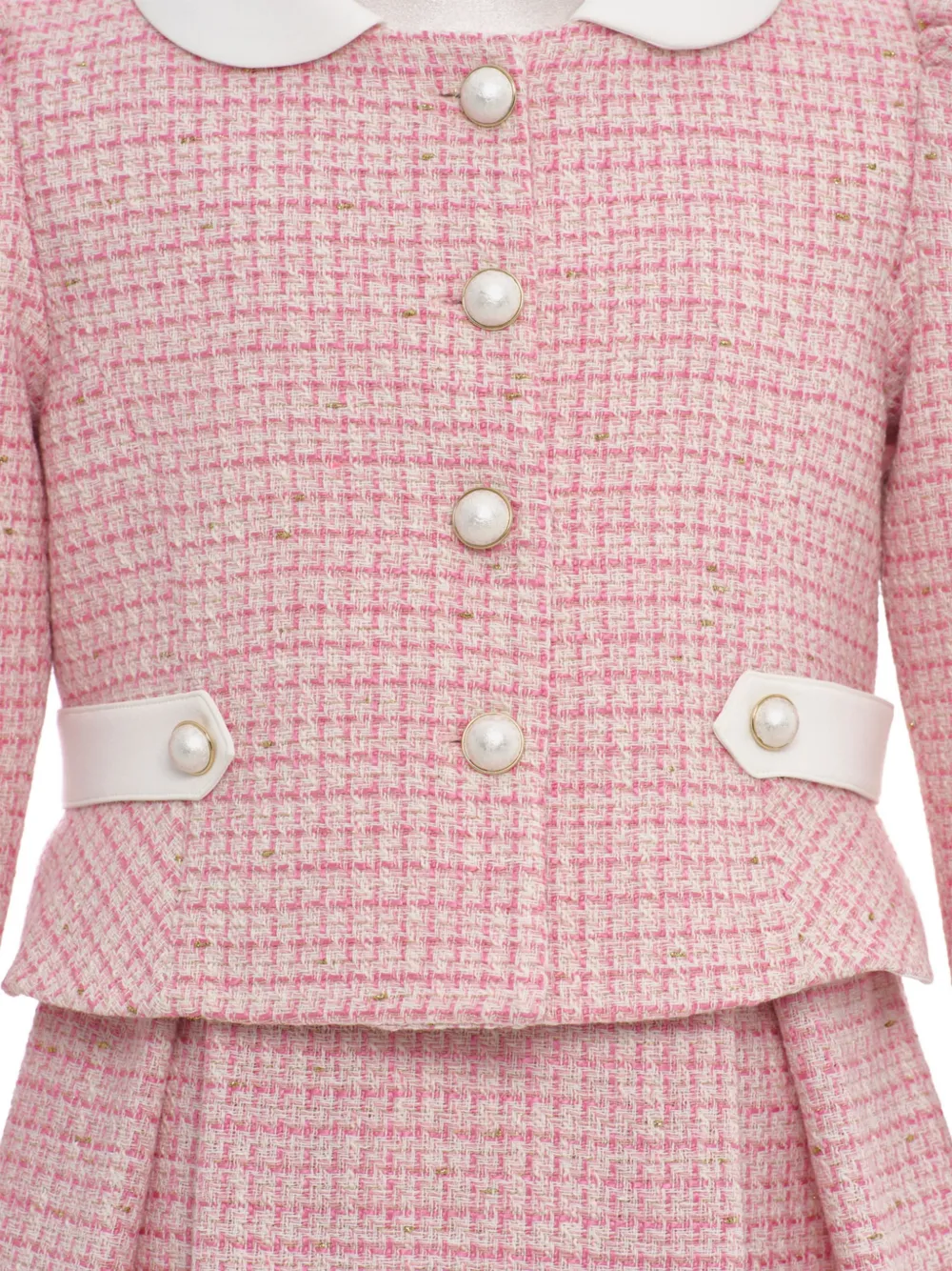Dress & Fleur Mouwloze jurk set met tweed rok Roze
