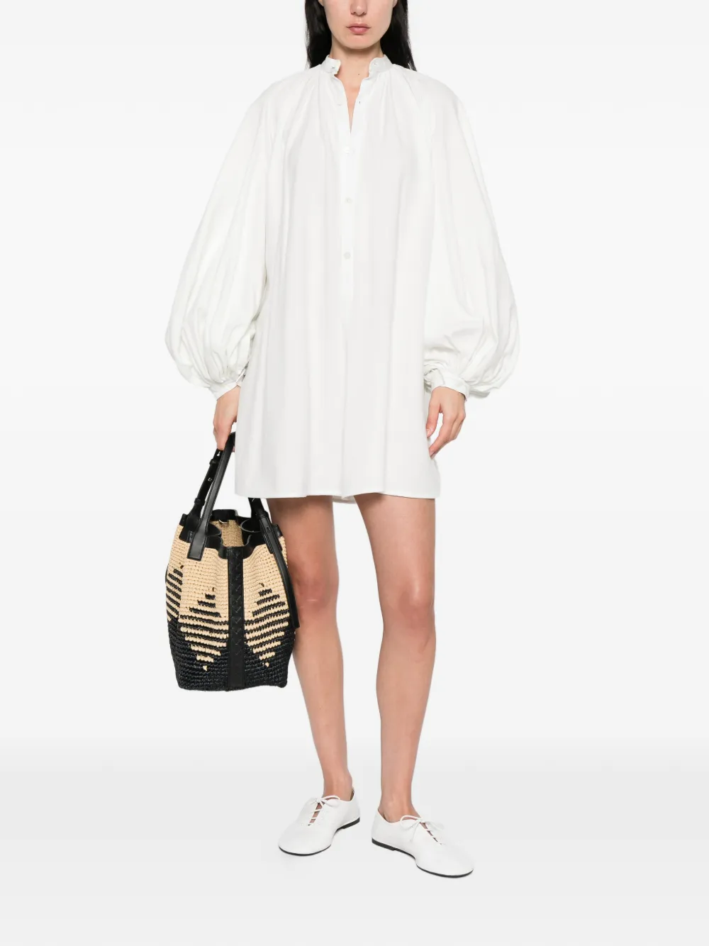  Marrakshi Life Balloon Sleeve Dress - White 