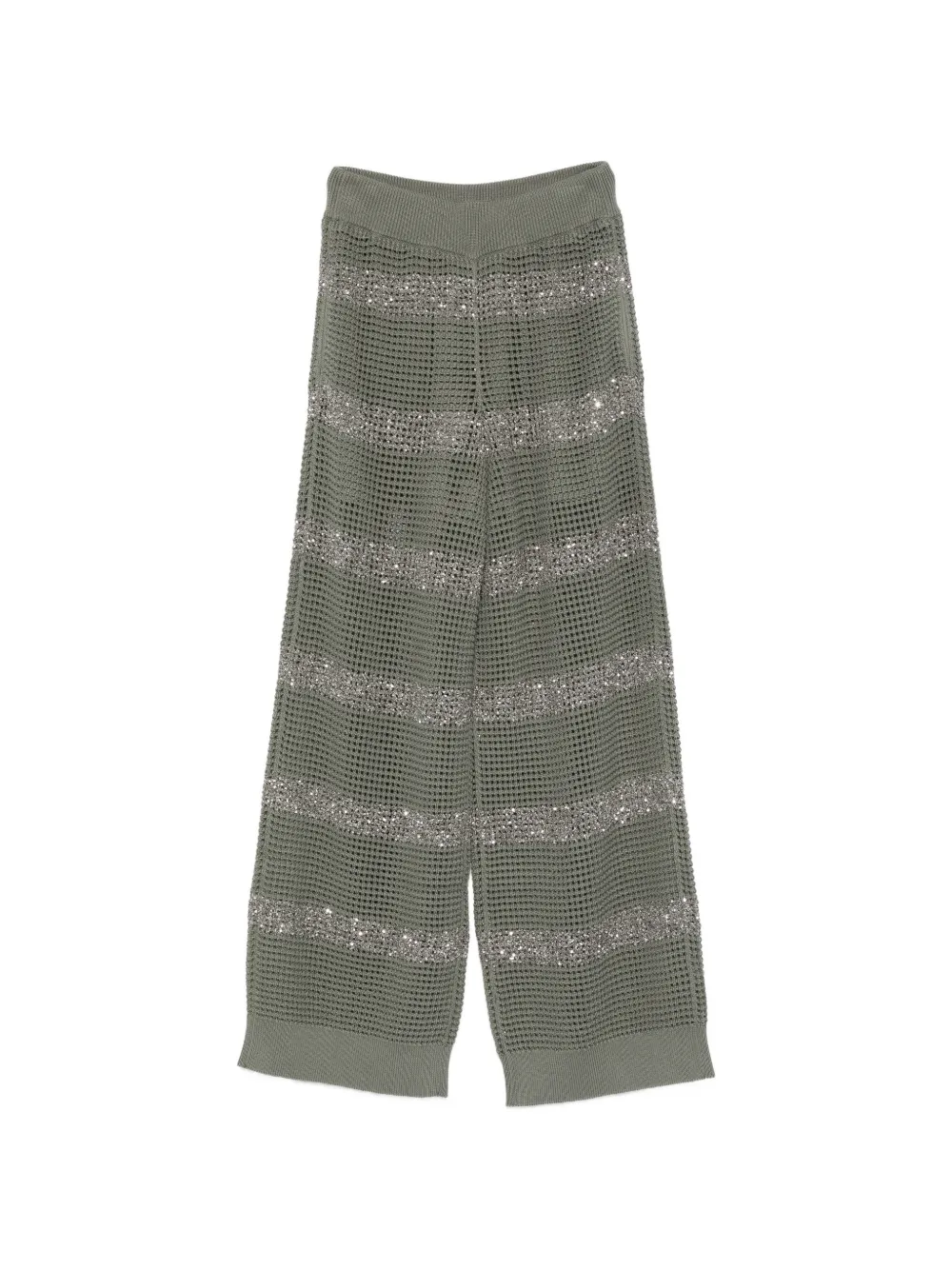 Brunello Cucinelli sequin striped trousers - Verde