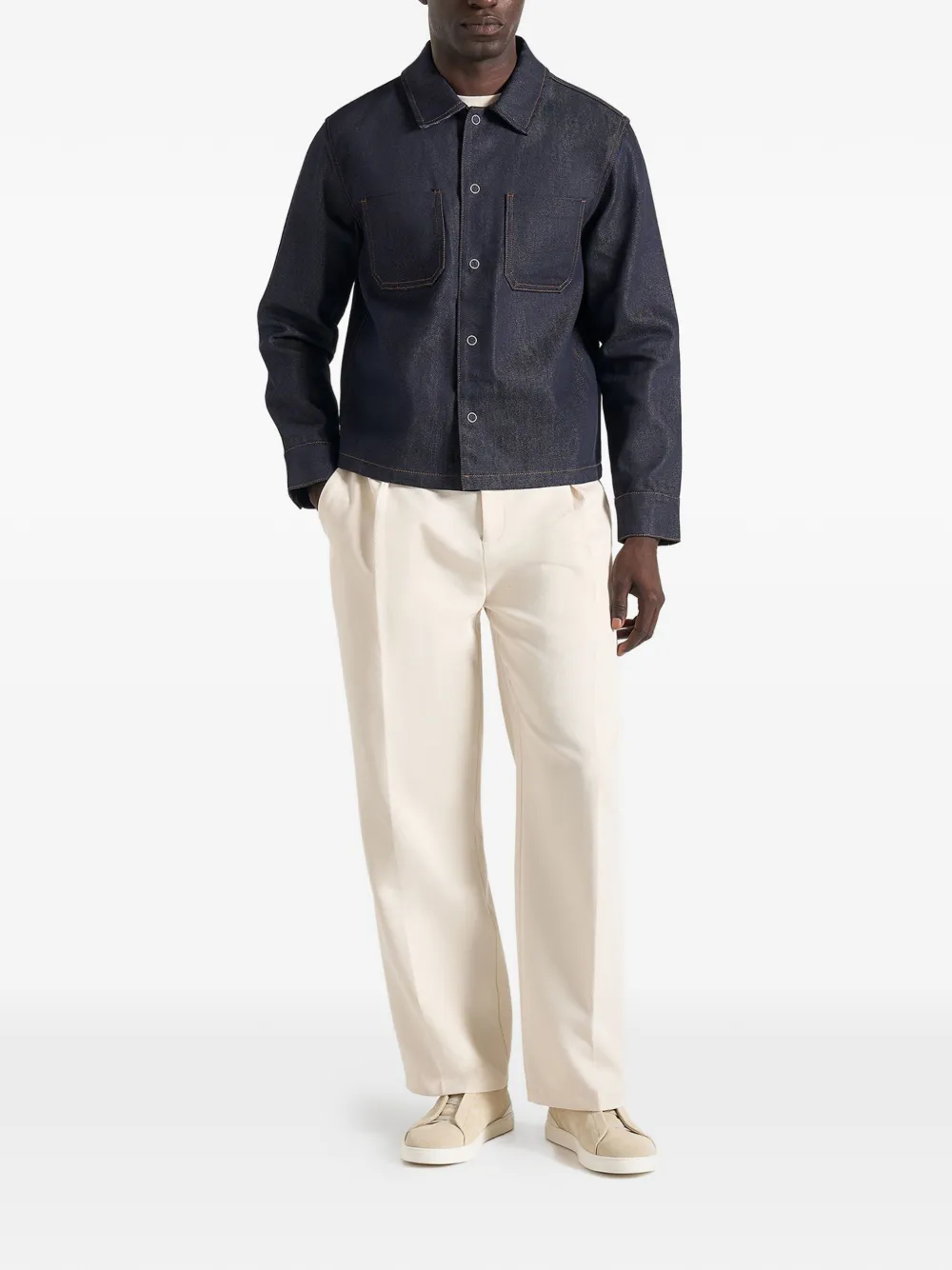 Manière De Voir Asher indigo denim shirt Blauw